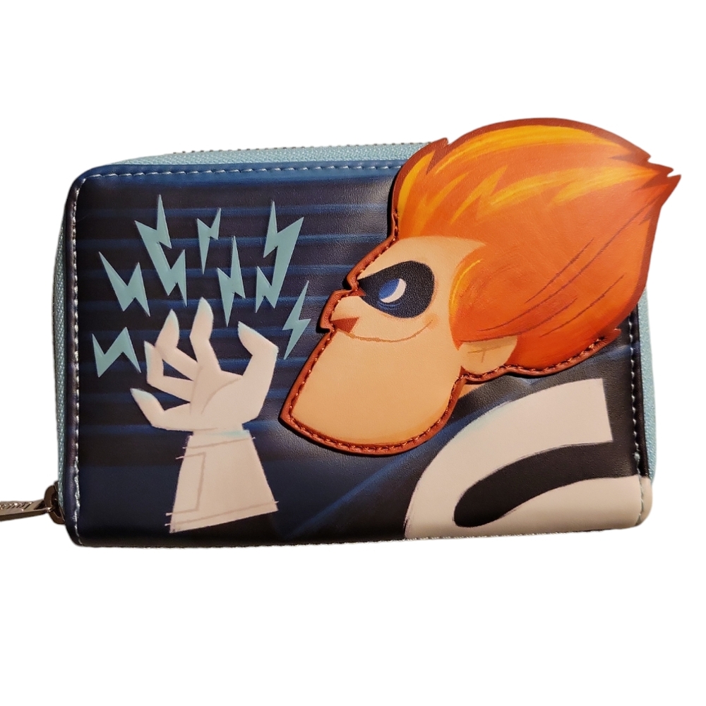 Loungefly, NWT, Disney Pixar Moments, Incredibles, Syndrome Zip Around Wallet, 4
